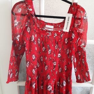 NWT Urban Outfitters Red Prairie Maxi Dress